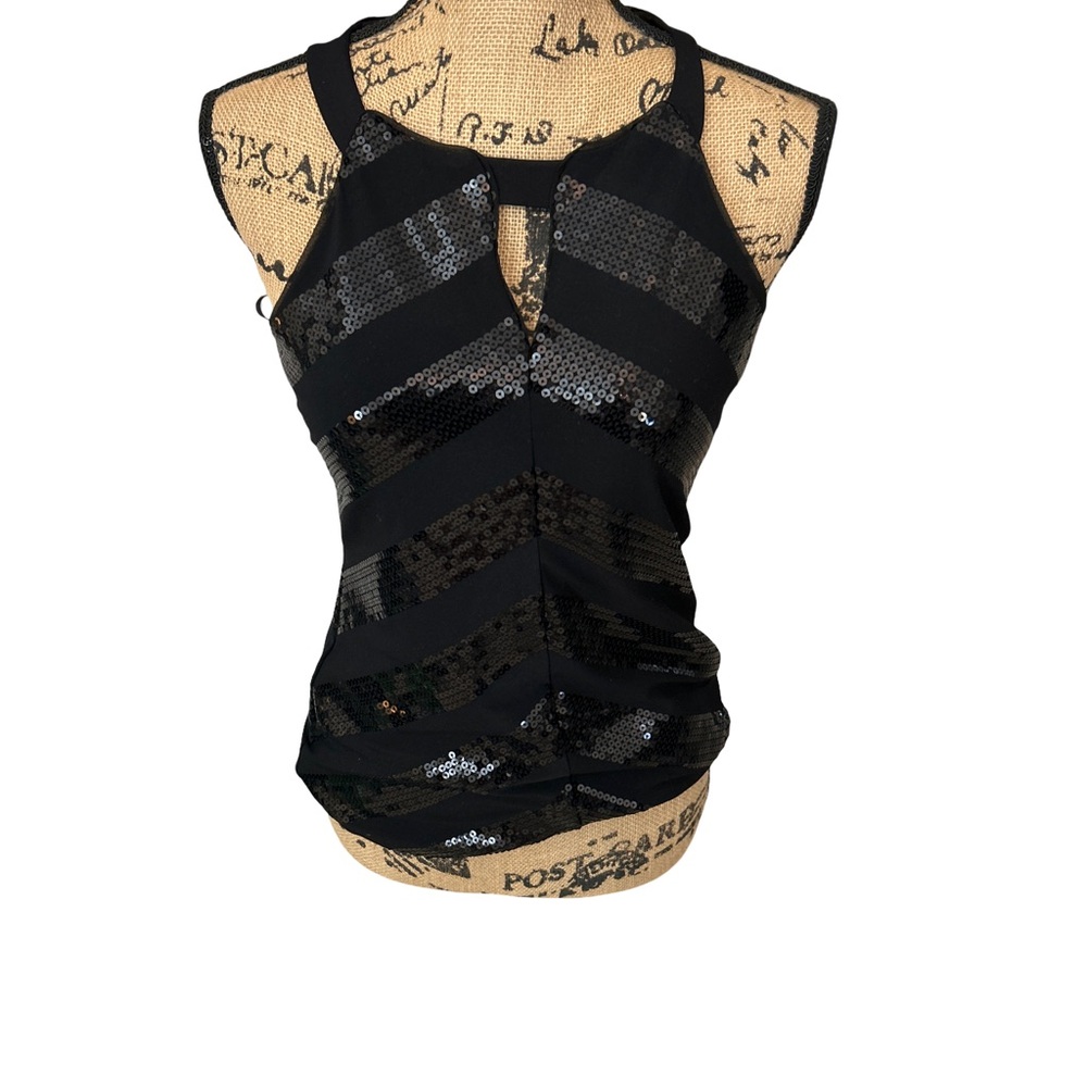 White House Black Market Womens Sequin Size XS Halter Black Top